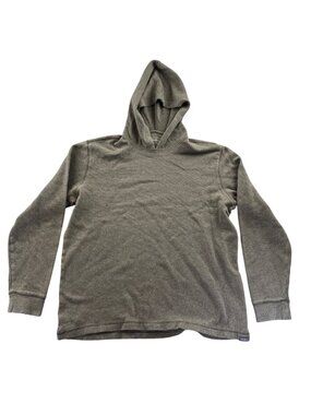 Eddie Bauer Mens Hoodie Sweatshirt Large Tall Brown Thermal Knit Pullover Cotton